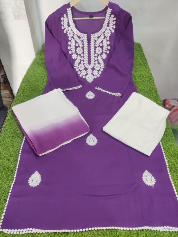 Shopping online Lakhnavi Work with Latkan lace Work Kurti Pant Set