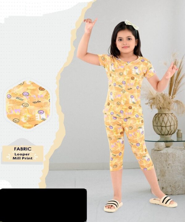 Shopping online in india Cotton Night Suit Printed Tshirt & Pyjama Set