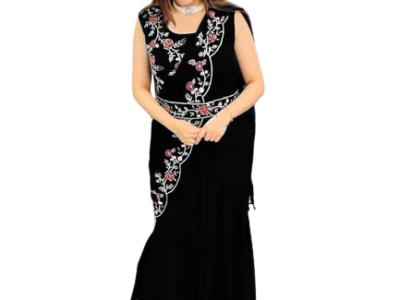 BLACK HEAVY GEORGETTE WITH EMBROIDERY GOWN