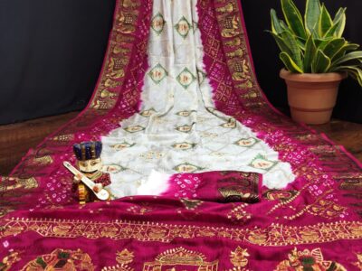 Order Art Silk Dolly Work Bandhej Paneter Saree with Fancy Patterns