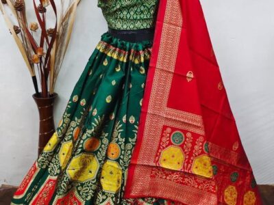Shopping online Elegant Brocade Lehenga with Silk Blouse & Banarasi Silk Dupatta